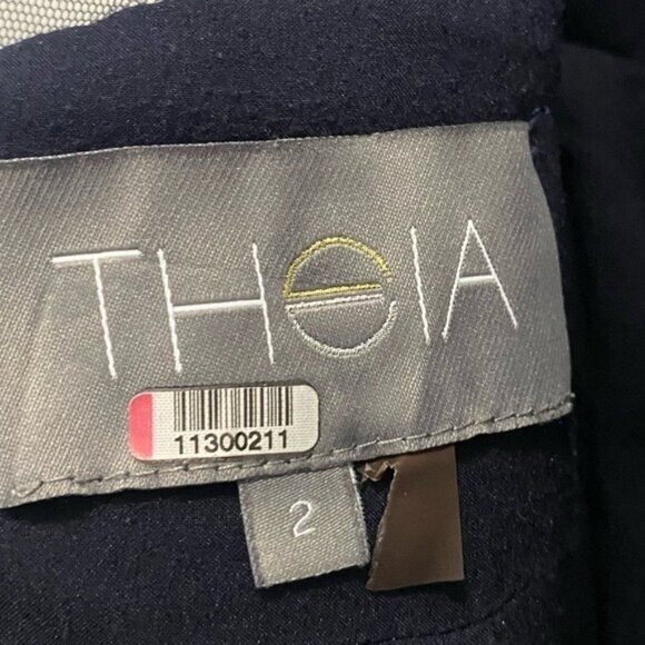 Theia Sheath Gown Maxi Blue Lace Ribbon Waistline Evening Formal Size 2 Wedding - Picture 4 of 9